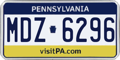 PA license plate MDZ6296