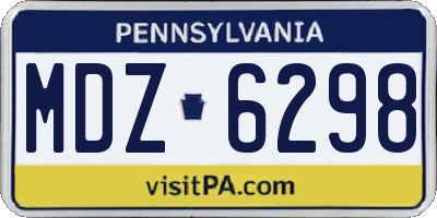 PA license plate MDZ6298