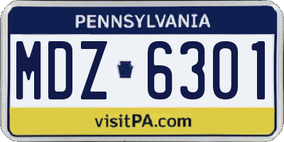 PA license plate MDZ6301