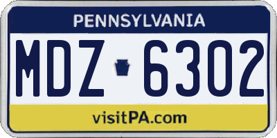 PA license plate MDZ6302