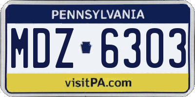 PA license plate MDZ6303