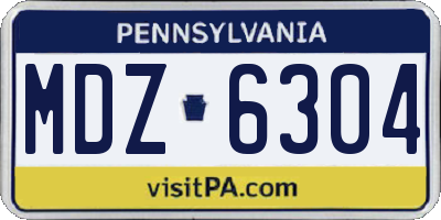 PA license plate MDZ6304