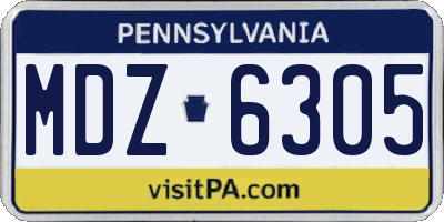 PA license plate MDZ6305