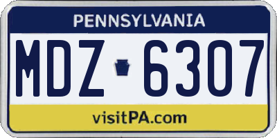 PA license plate MDZ6307