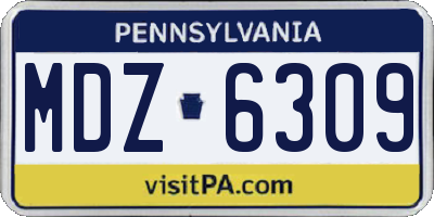 PA license plate MDZ6309