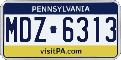 PA license plate MDZ6313