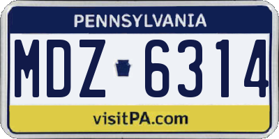PA license plate MDZ6314