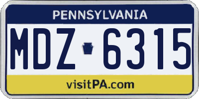 PA license plate MDZ6315