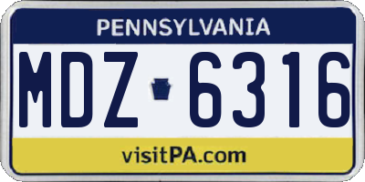 PA license plate MDZ6316