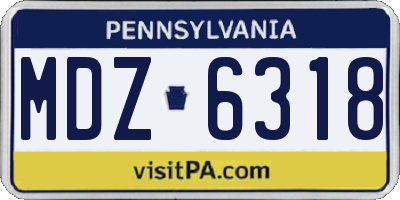 PA license plate MDZ6318