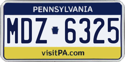 PA license plate MDZ6325