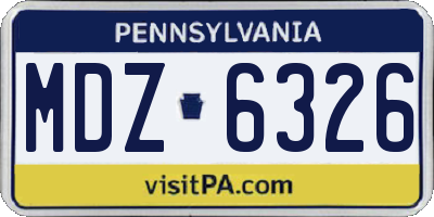 PA license plate MDZ6326
