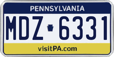 PA license plate MDZ6331