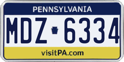 PA license plate MDZ6334