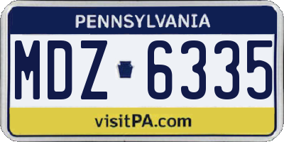 PA license plate MDZ6335