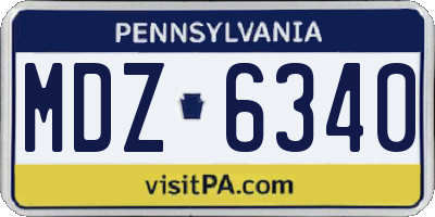 PA license plate MDZ6340