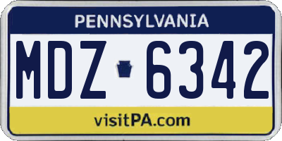 PA license plate MDZ6342