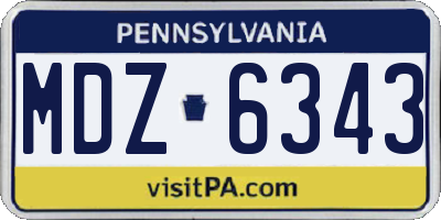 PA license plate MDZ6343