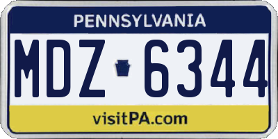 PA license plate MDZ6344