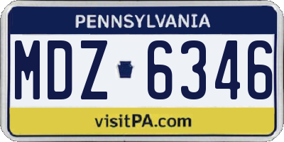 PA license plate MDZ6346