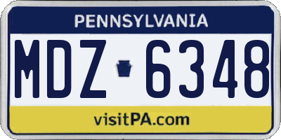 PA license plate MDZ6348