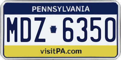 PA license plate MDZ6350