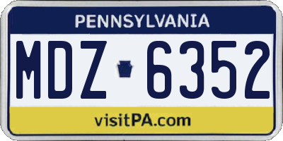 PA license plate MDZ6352