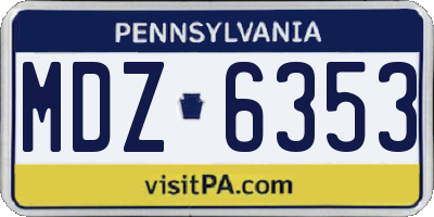 PA license plate MDZ6353