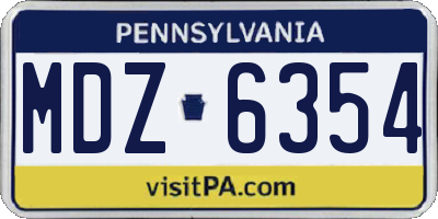PA license plate MDZ6354