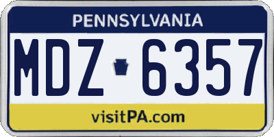 PA license plate MDZ6357