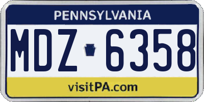 PA license plate MDZ6358