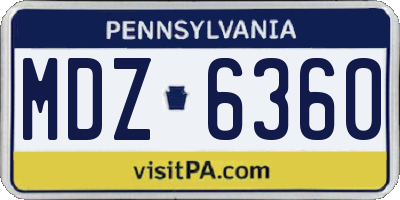 PA license plate MDZ6360