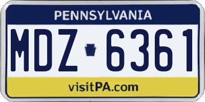 PA license plate MDZ6361
