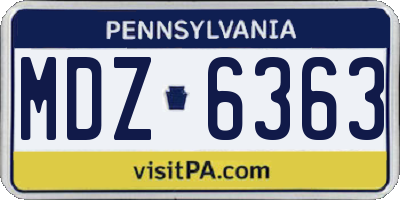PA license plate MDZ6363