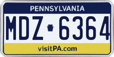 PA license plate MDZ6364