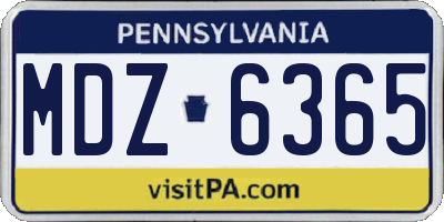 PA license plate MDZ6365