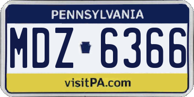 PA license plate MDZ6366