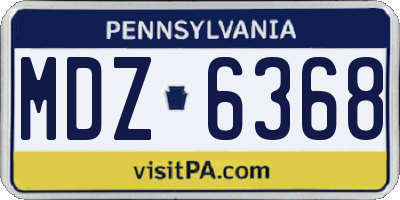 PA license plate MDZ6368