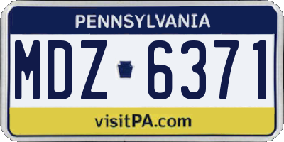 PA license plate MDZ6371