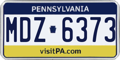 PA license plate MDZ6373