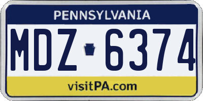 PA license plate MDZ6374