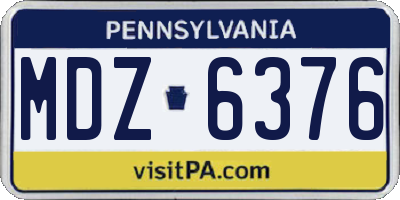 PA license plate MDZ6376