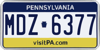 PA license plate MDZ6377