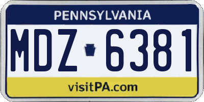 PA license plate MDZ6381