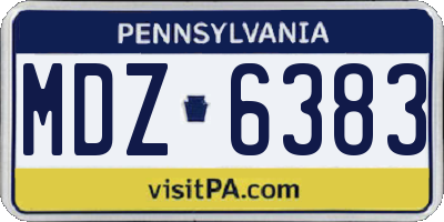 PA license plate MDZ6383