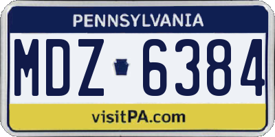 PA license plate MDZ6384