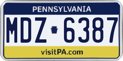 PA license plate MDZ6387