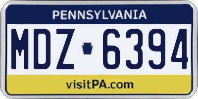 PA license plate MDZ6394