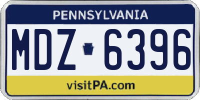 PA license plate MDZ6396
