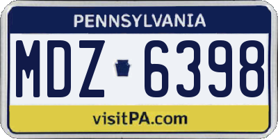 PA license plate MDZ6398